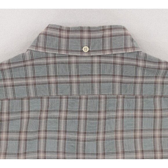 Taylor Stitch Shirt Mens 38 Green Brown Plaid Organic Cotton Long Sleeve - Picture 3 of 6